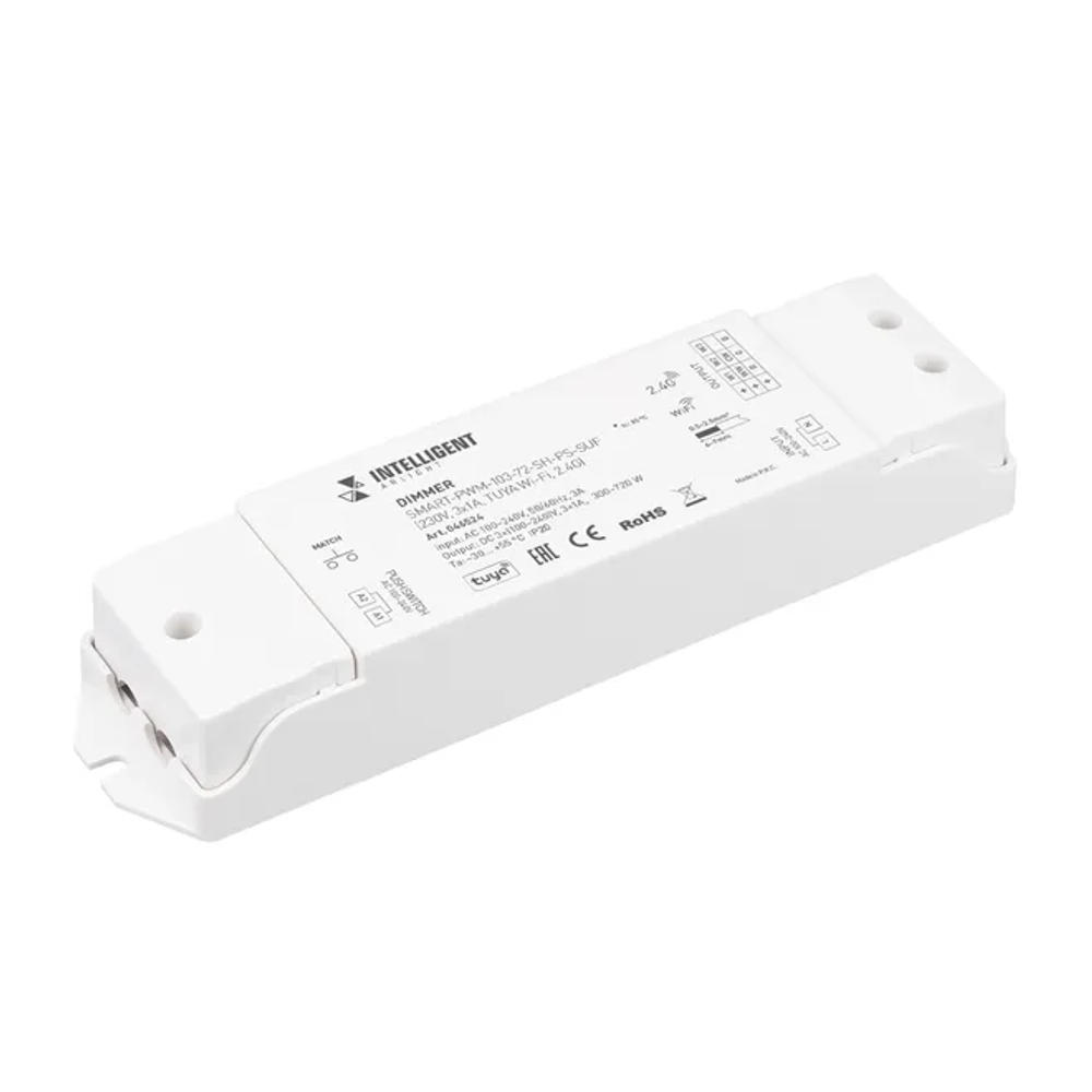 INTELLIGENT ARLIGHT Диммер SMART-PWM-103-72-SH-PS-SUF (230V, 3x1A, TUYA Wi-Fi, 2.4G) (IARL, IP20 Пластик, 5 лет) 046524