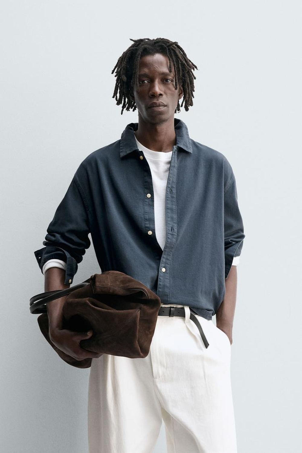 ZARA ДЖИНСОВАЯ РУБАШКА, НЕФТЯНОЙ