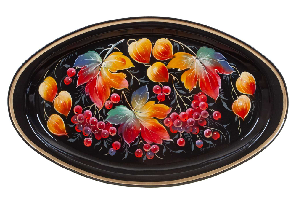 Жостовский поднос декоративный, размер 41х25 см (A17), металлический