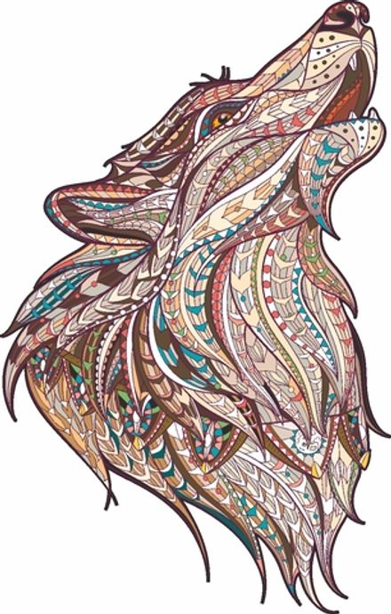 Панно настенное из дерева "Волк" 40х25 см.