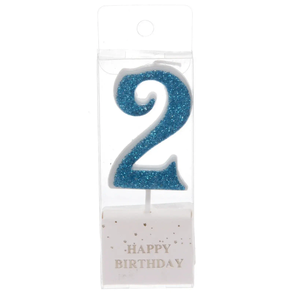 Свеча для торта Цифра Иллюзия «2» 9.5 см, голубой