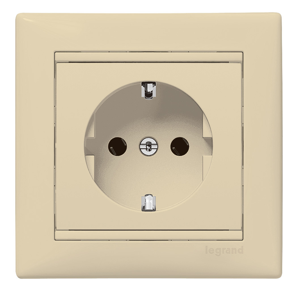 Розетка с заземлением с лицевой панелью и рамкой в сборе 16А 250В слоновая кость Valena Classic LEGRAND