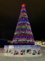 Светодинамическая елка каркасная - встроенная гирлянда: цветная -"Уральская" высота от 4 до 30 м