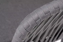 "Бордо" стул плетеный из роупа, каркас алюминий темно-серый (RAL7024) муар, роуп серый 15мм, ткань темно-серая 027