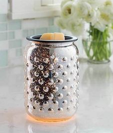 Аромасветильник настольный Серебряный Меркурий стекло, Candle Warmers