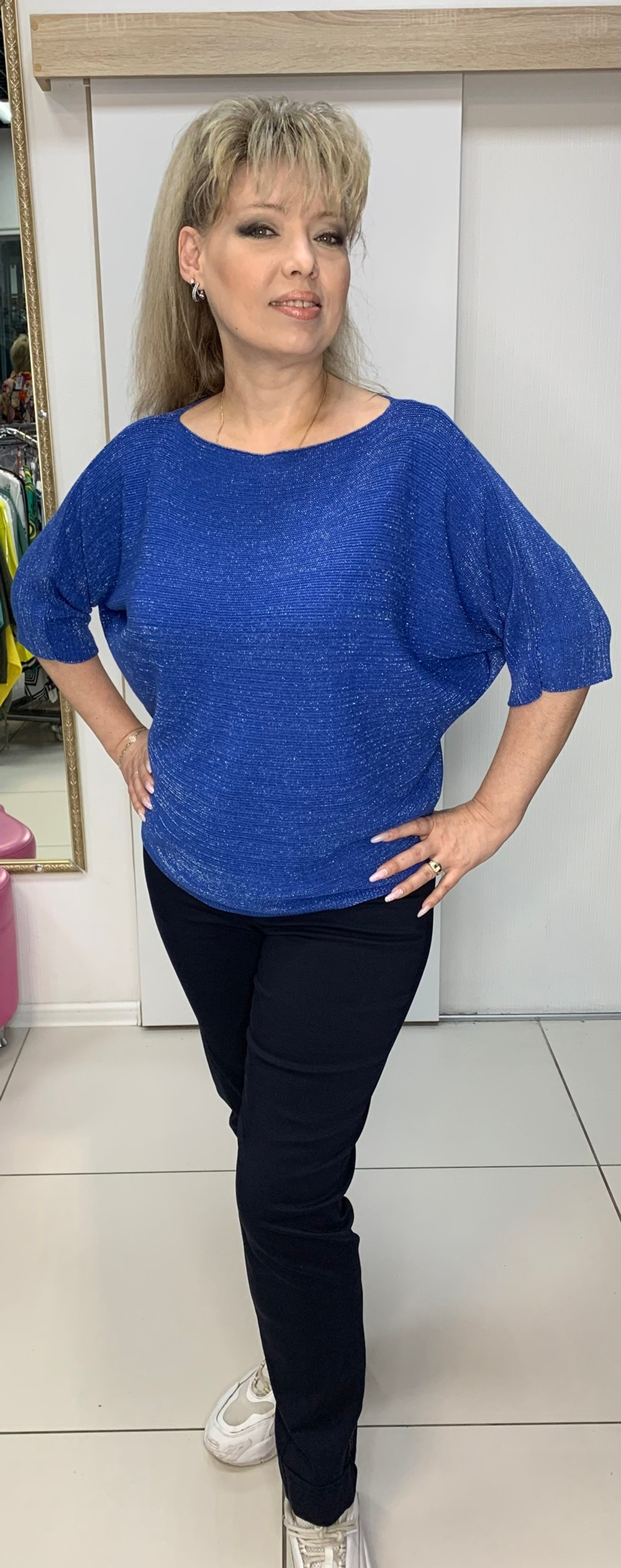 Нарядный итальянский  блузон с люрексом