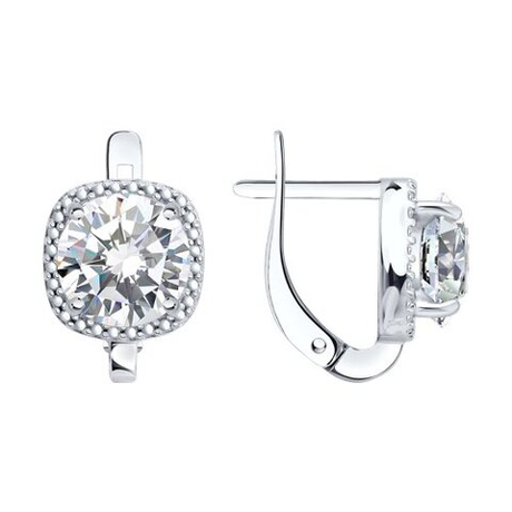 Серьги из серебра с фианитами