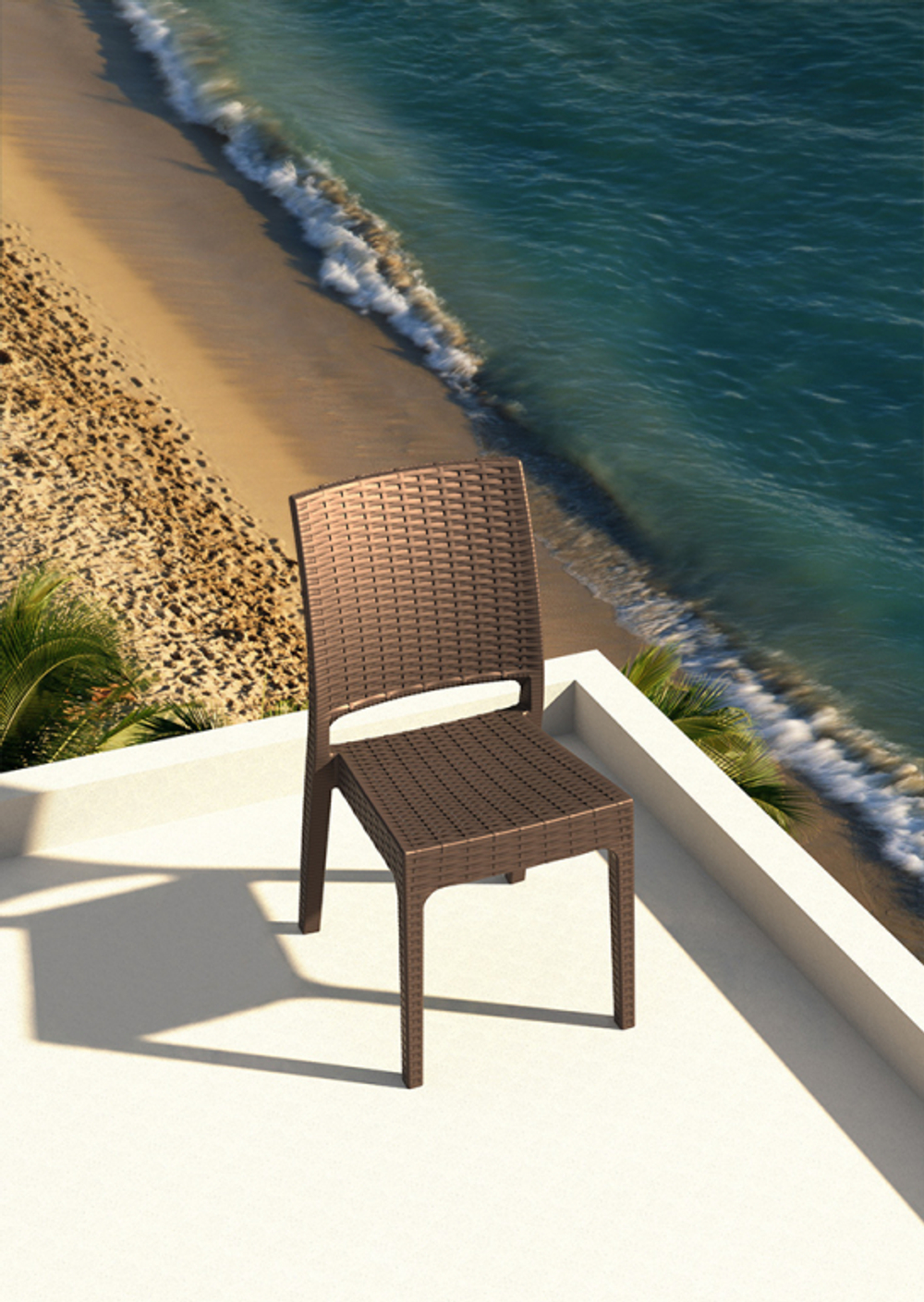 Стул пластиковый плетеный Siesta Contract Florida, коричневый