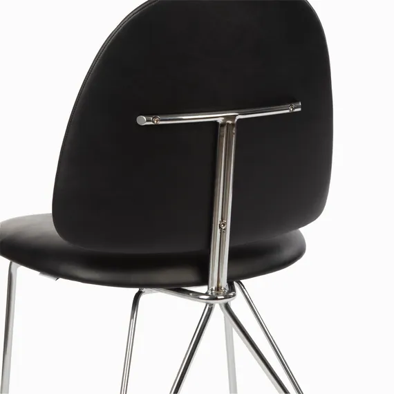 Обеденный стул Sundseat, черная экокожа, ножки хром