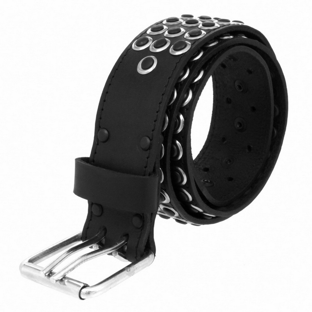 Ремень Клепка 3 ряда ч/б (3148)