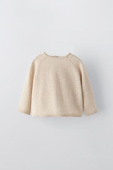 ZARA СВИТЕР ИЗ КАШЕМИРА «2 В 1», СВЕТЛО-БЕЖЕВЫЙ