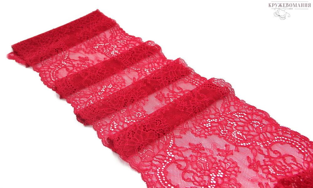 Эластичное кружево, 20 см, темно-алая роза, (Арт: EK-2615), м