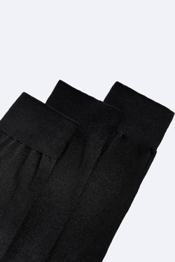 ZARA НАБОР ИЗ ТРЕХ ПАР НОСКОВ ИЗ ПРОЧНОГО ХЛОПКА, ЧЕРНЫЙ