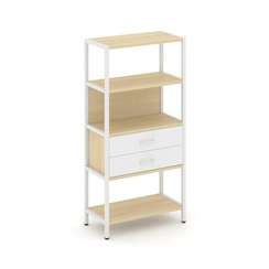 Shelf System Односекционный стеллаж четырехярусный с ящиками SN.STM-412 Акация Лорка/Белый/Металл Бе