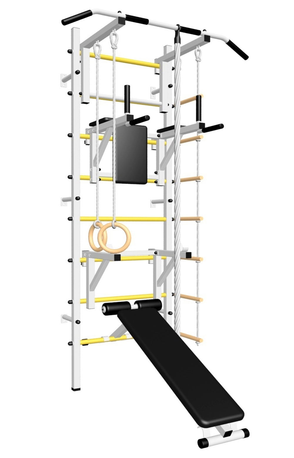 Шведская стенка Sv Sport 508 (Турник стандарт/Брусья/Стойка/Скамья/Канат/Кольца/Лестница)