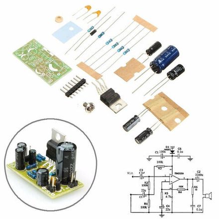 9V KIT конструктор "Аудио усилитель мощности" 1*18Вт (TDA2030A)