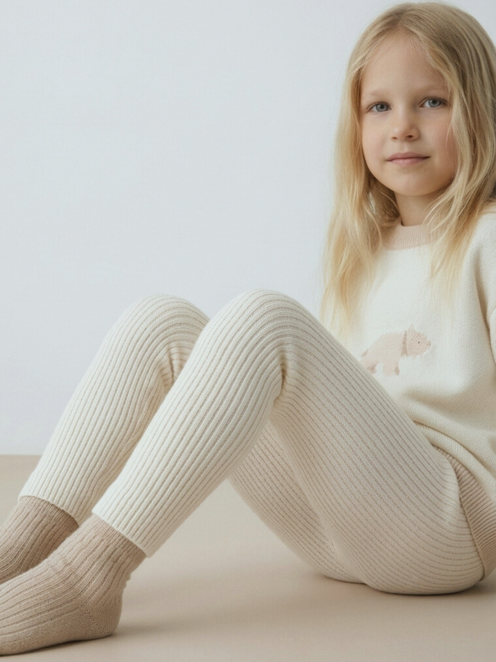 Леггинсы вязаные детские молочный
