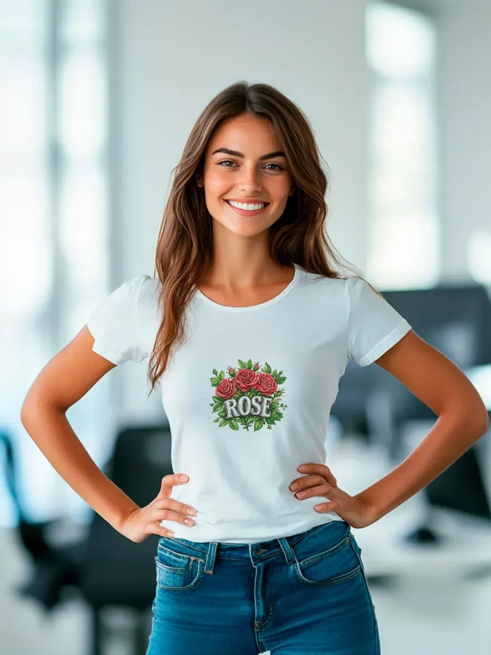 Футболка больших размеров с принтом rose