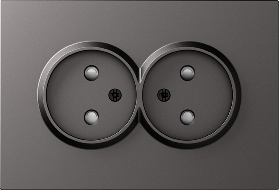 Накладка для розетки 2-й без заземления,  со шторками 16A 250 В~,  матовый титан,  серия A07