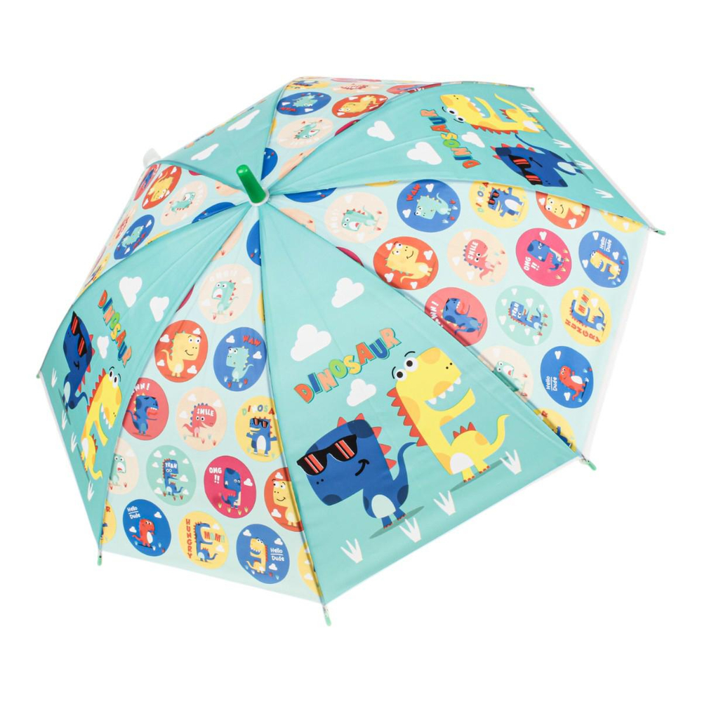 Зонт Динозаврики зеленый, д-50 см, длина 62 см, с-30187