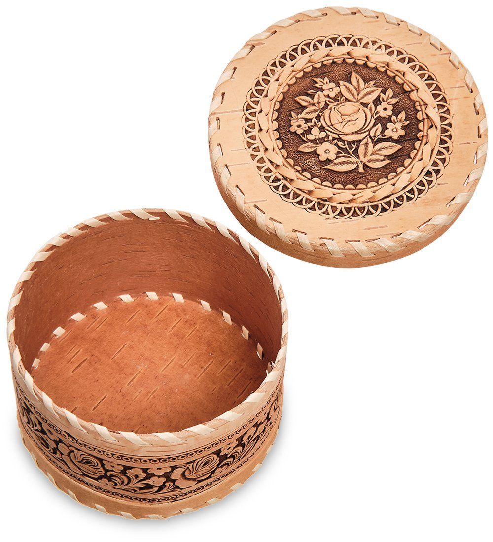 Народные промыслы BST-622 Шкатулка «Цветы» (береста)