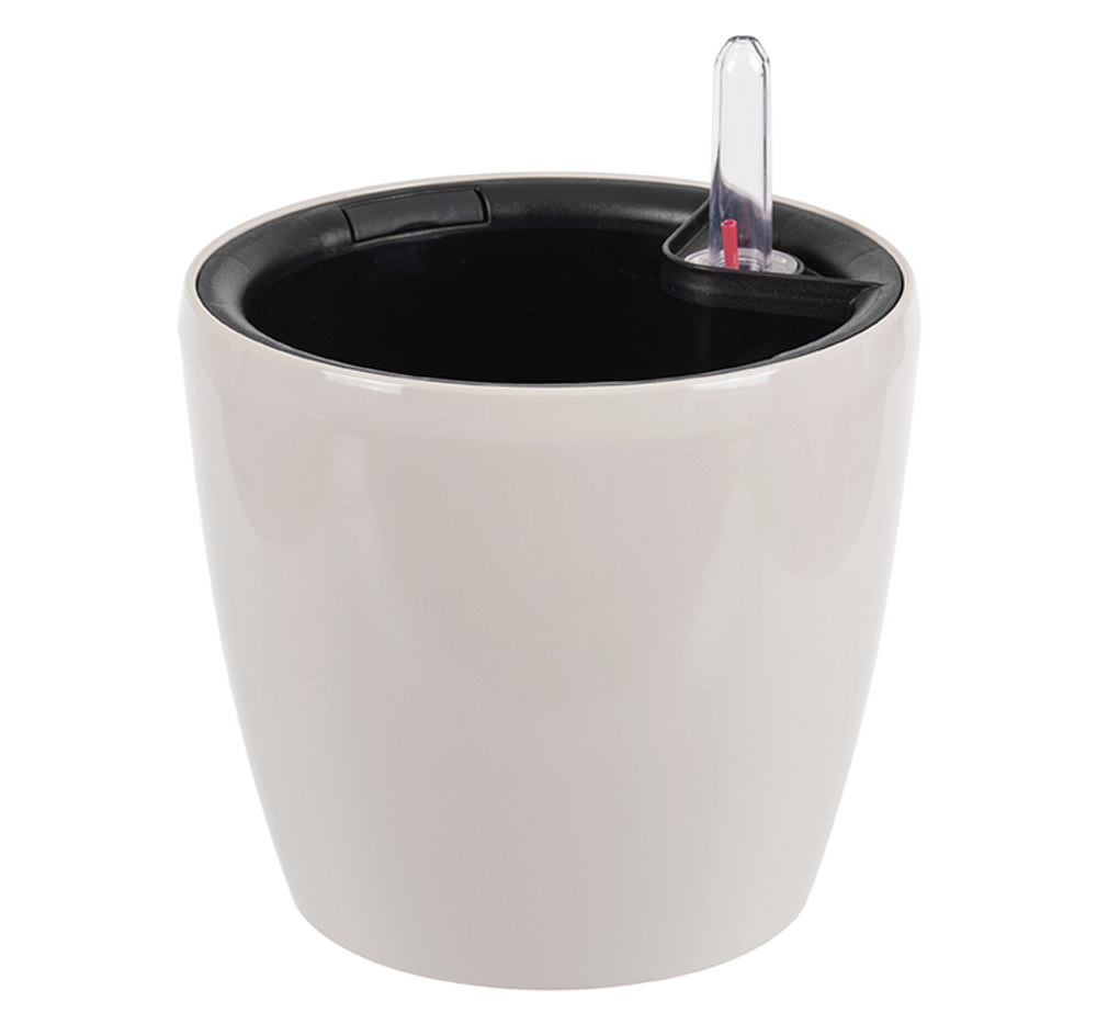 Кашпо АНФА 1,8л D150мм H=135мм вставка V=1л и автополив, с индикатором уровня воды