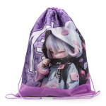 Сумка д/сменной обуви цветная, ткань, дизайн "Девочка с рюкзаком 2024" (Пчелка)