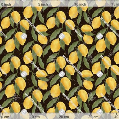 Паттерн с лимонами. Ветки лимона темный фон by Alexa.Nova_ 417 DPI