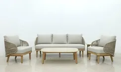 Комплект уличной мебели Mali из массива эвкалипта, диван, 2 кресла, столик