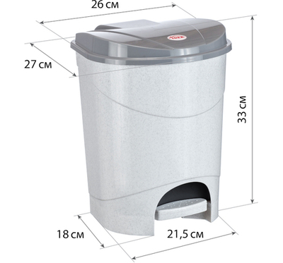 Контейнер для мусора педальный 11л с внутренним ведром М2891