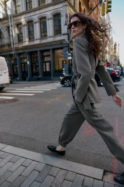 ZARA БРЮКИ-БАГГИ, СЕРО-КОРИЧНЕВЫЙ