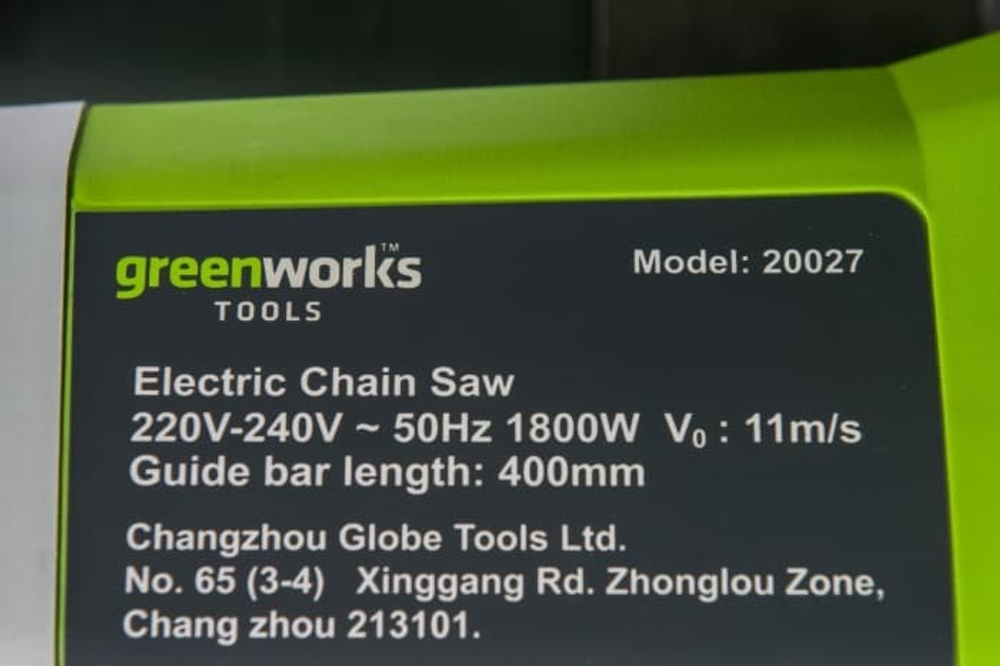 Цепная пила электрическая Greenworks Арт. 20027, 1800 Вт, 40 см