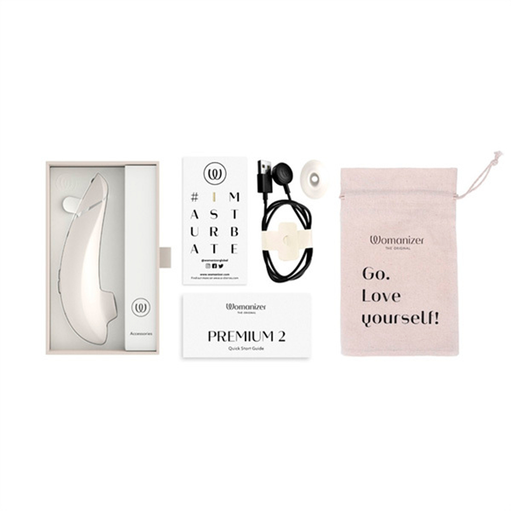 Серый вакуумно-волновой клиторальный стимулятор Womanizer Premium 2 Gray WZ212SG8