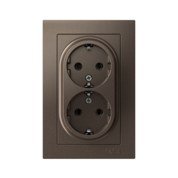 Розетка 2-м СП AtlasDesign 16А IP20 с заземл. в сборе мокко SE ATN000624