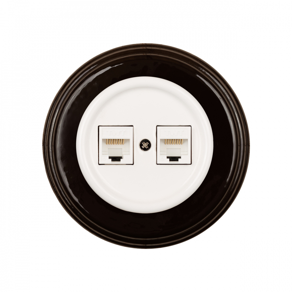 Розетка RJ45 информационная двойная, керамика, цвет белый B1-302-01
