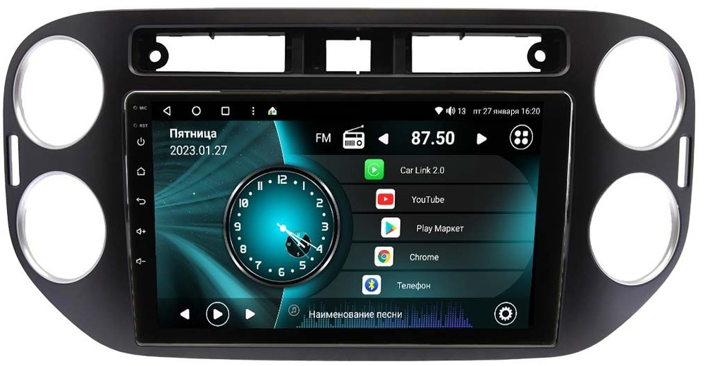 Магнитола для Volkswagen Tiguan 2011-2016 (рамка черная, прямоуг. кнопка) - Vaycar VA81-0489 на Android 13, 8-ядер, 2Гб-32Гб, 4G SIM-слот