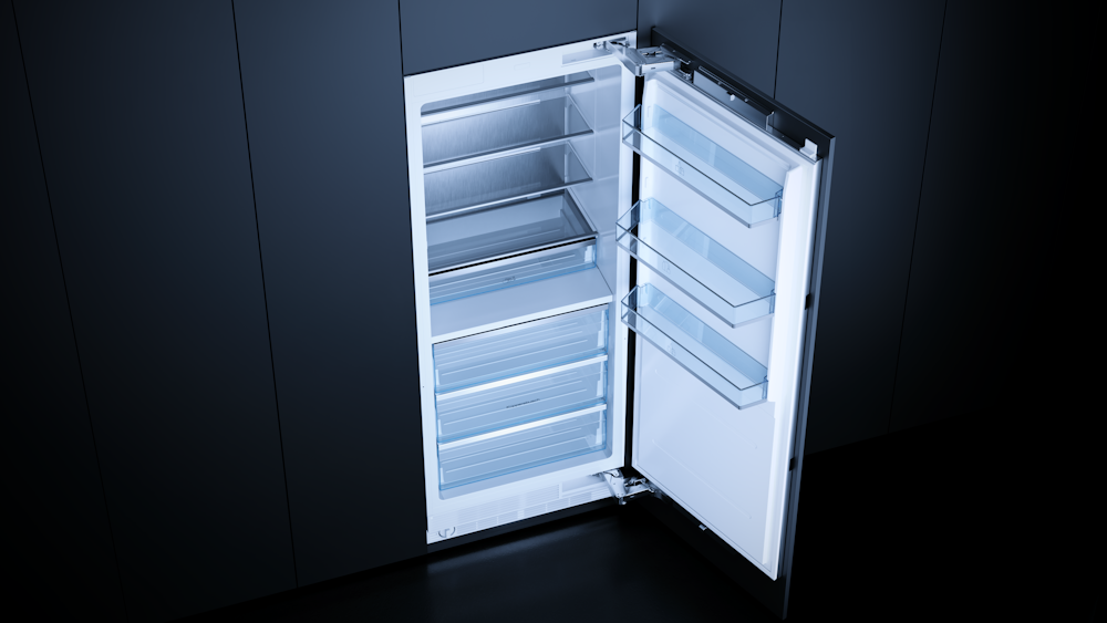 Встраиваемая холодильная камера Kuppersbusch FKFX 9800.0i -E с дверью из нержавеющей стали