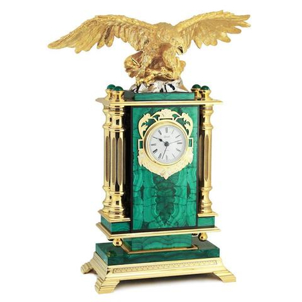 Каминные часы "Орел" камень малахит R113159