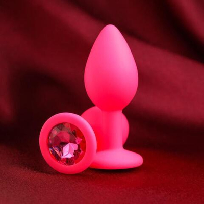 Розовая анальная пробка с кристаллом - 7,2 см. (Цвет: розовый)