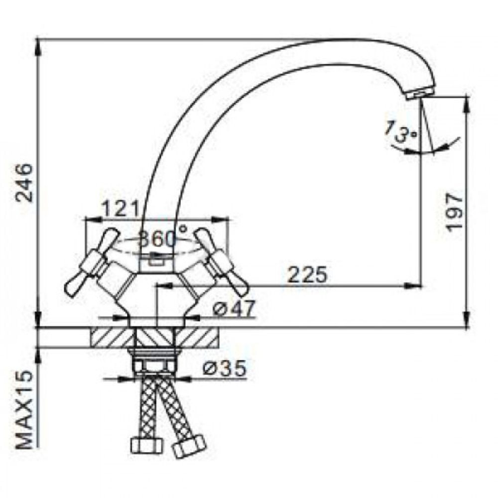 Смеситель для кухни, Frap, с кран-буксой, хром, F4293