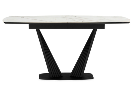 Керамический стол Woodville Вейл 160(205)х89 gilt white, черный