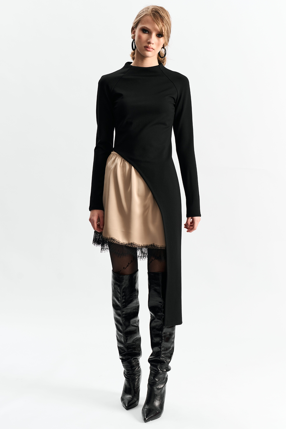 Мини-юбка с кружевом 1264 золото