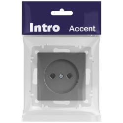Розетка Intro Accent 6-201-07 2P 16А-250В IP20 СУ AL/CU графит | Intro