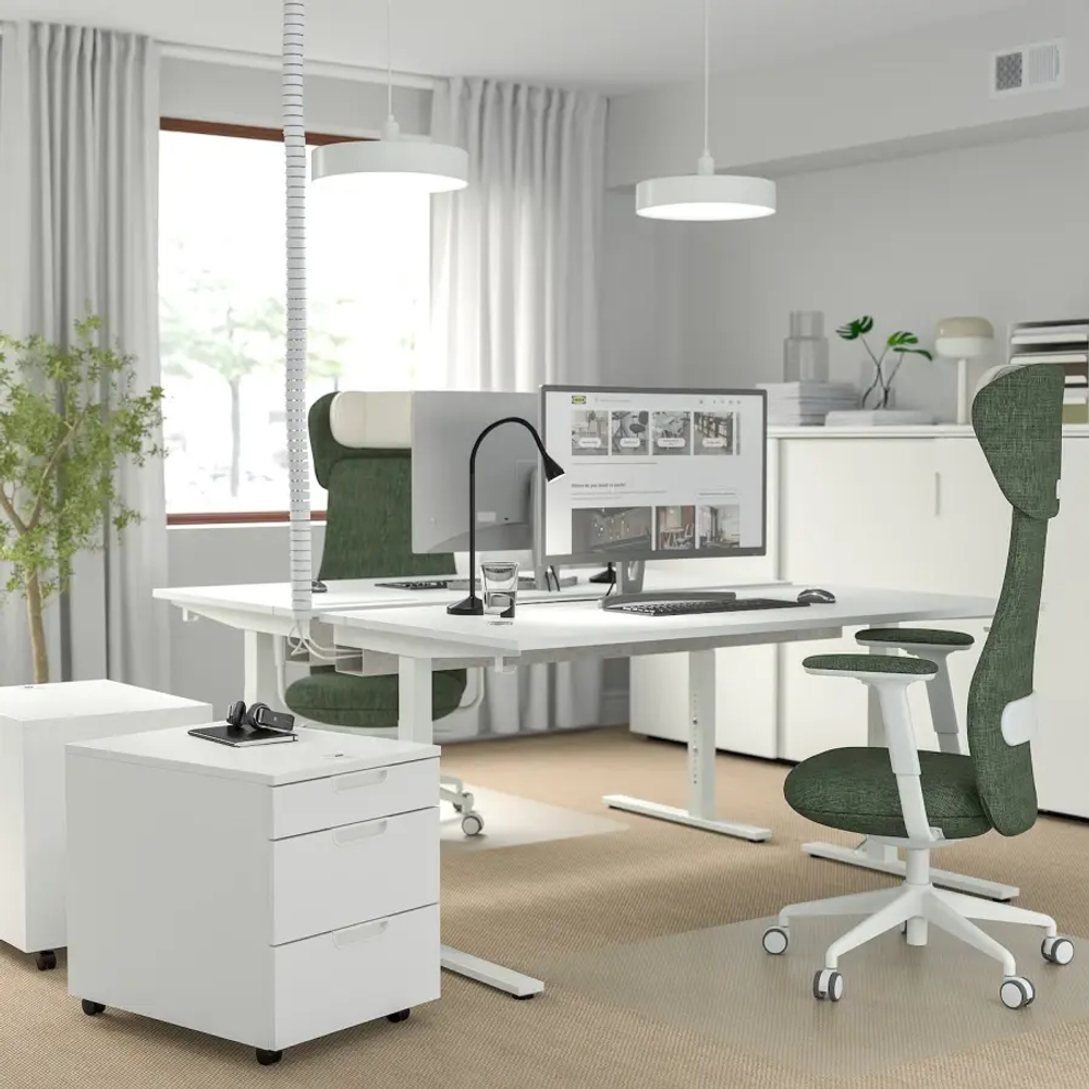 Письменный стол с регулировкой по высоте - IKEA MITTZON/МИТТЗОН ИКЕА, 160х80х65-85 см, белый