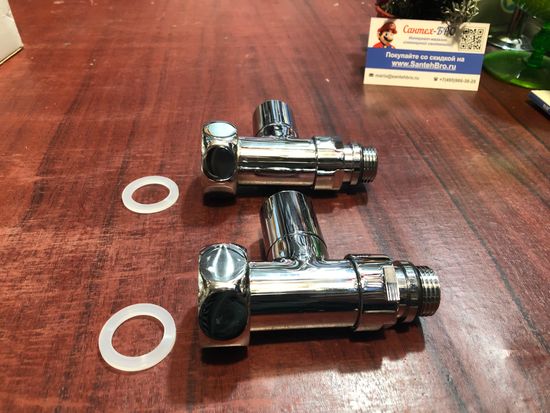 Кран для полотенцесушителя прямой 1х1/2" г/ш круглый Tim, 2 шт