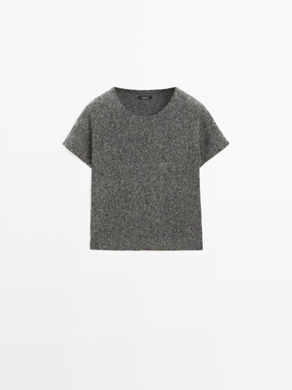 Massimo Dutti Короткий трикотажный свитер из шерсти и альпаки, серый