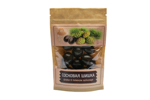 Драже «Сосновая шишка в ТЕМНОМ шоколаде» / 80 г / крафт-пакет / ТМ Территория Тайги