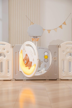 Манеж UNIX Kids DeLuxe Grey, 150x180 cм с игровыми аксессуарами