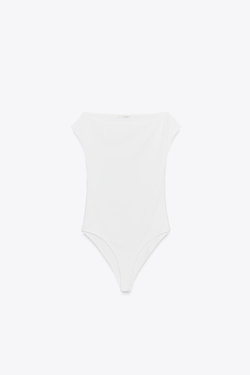ZARA БОДИ ИЗ ПОЛИАМИДА, БЕЛЫЙ