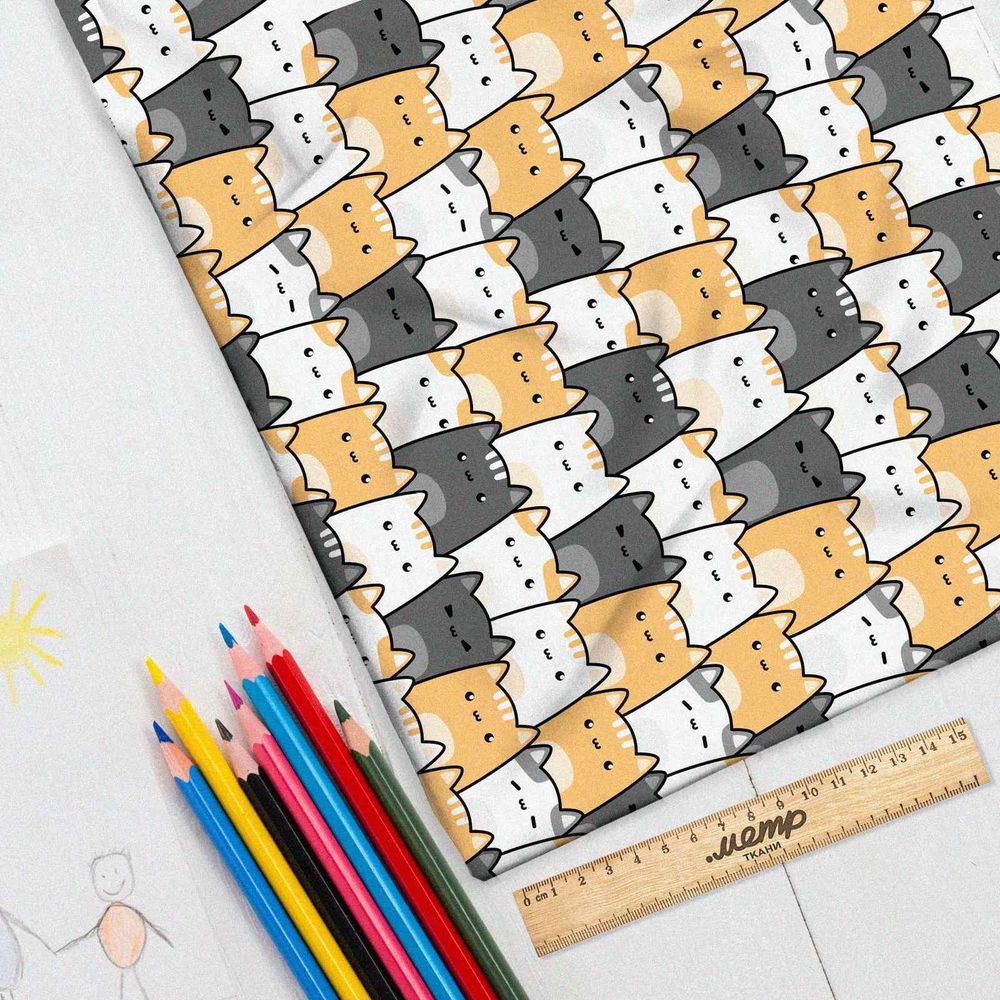 Ткань оксфорд 600 толпа котиков